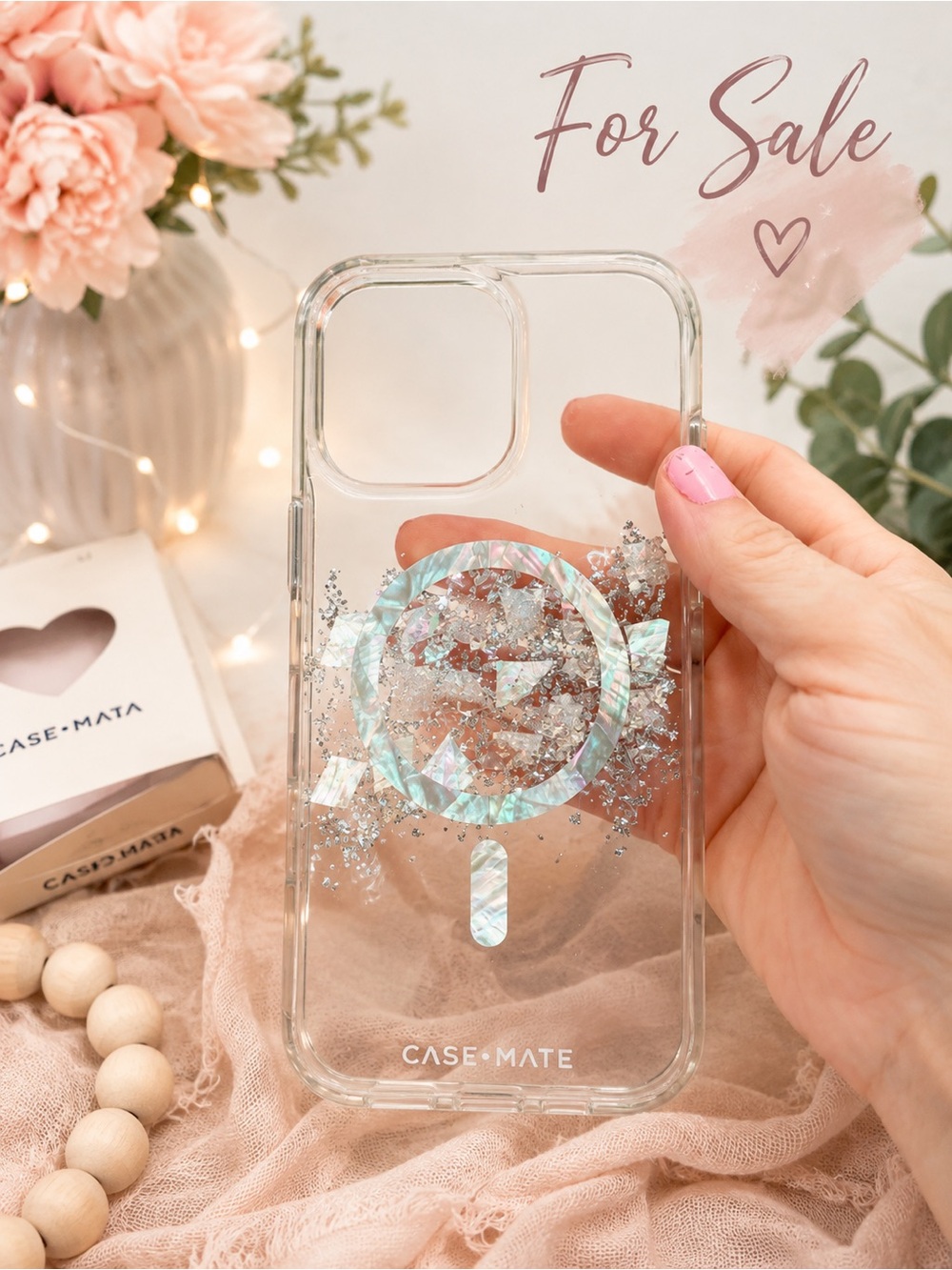 case-mate Iridescent Blue & Silver Clear MagSafe Phone Case